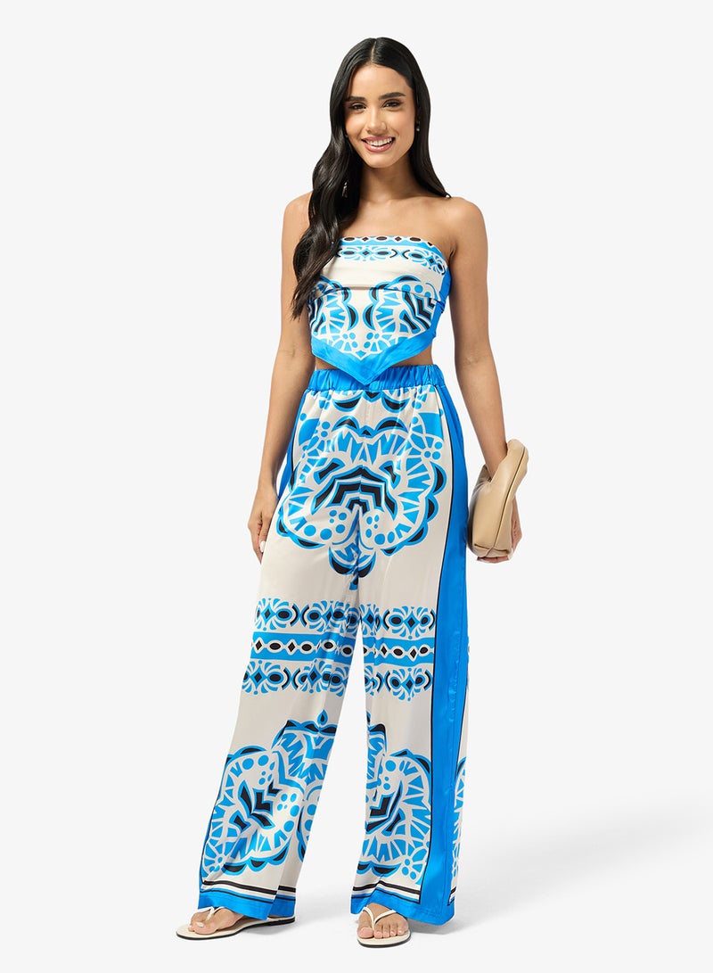 جينجر طقم بلوزة وبنطلون بطبعة وشاح - Image 1